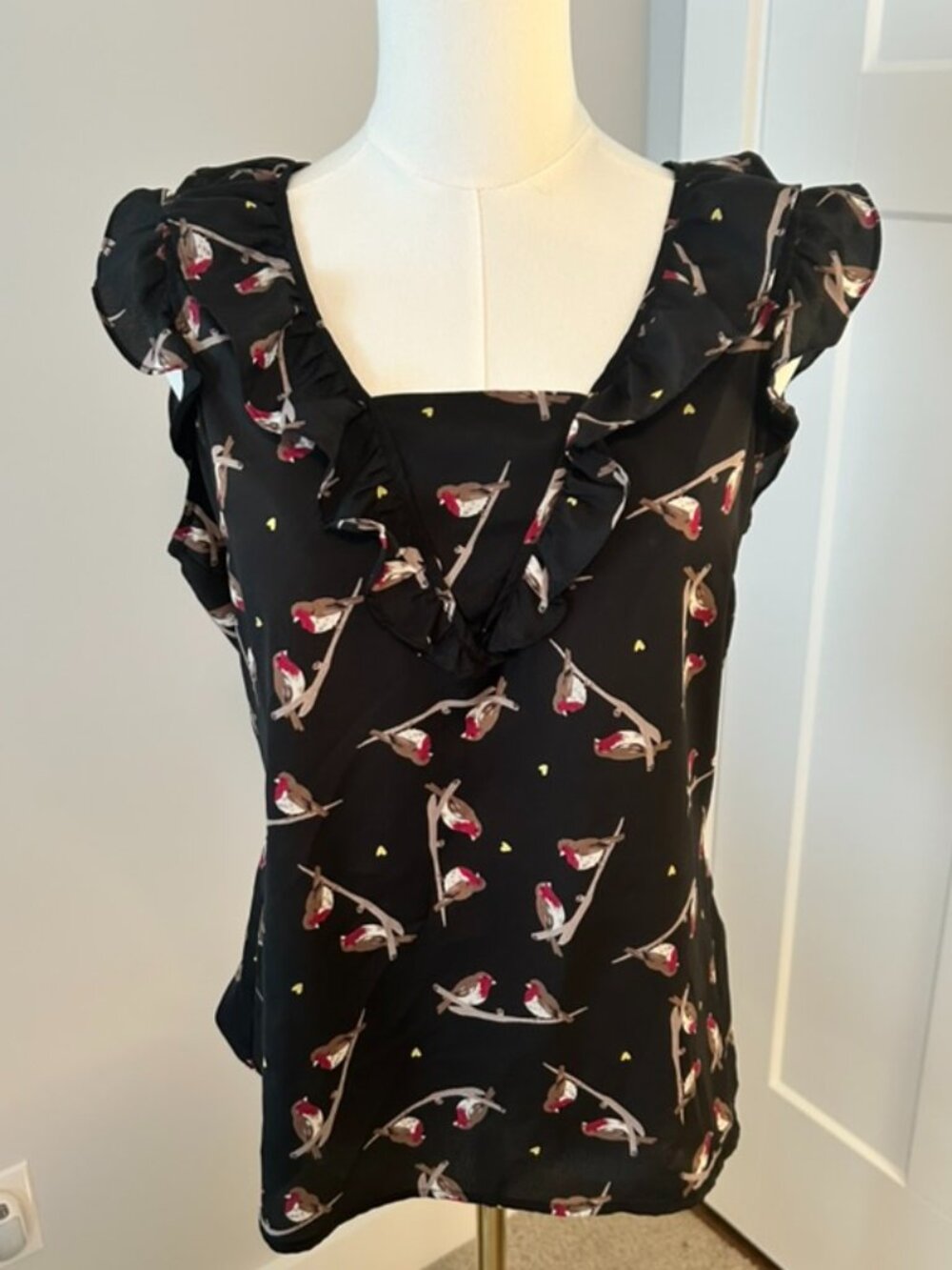 Banana Republic Black Ruffle Bird Blouse